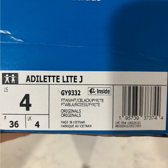 Size 4 Adidas Original Big KidsSize Adilette Lite Slides Animal Print - Picture 4 of 4